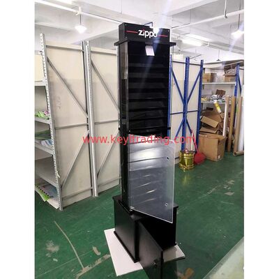 Floor Standing Rotating Zippo Lighter Display Case With Storage Cabinet