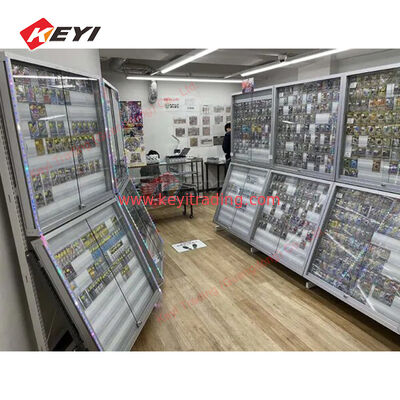 KEYI TCG Display Fixtures Showcase Game Cards Sport Cards Case Metal Frame Aluminum Acrylic Display Stand