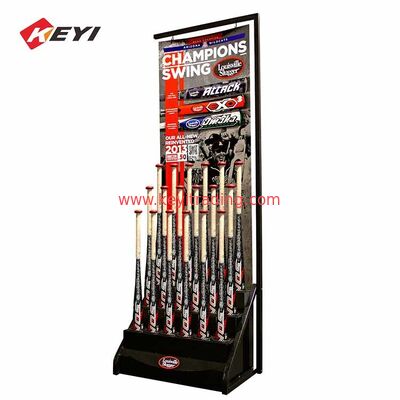 Custom Floor Standing Black Metal holder Baseball Bat Display Stand For Retail