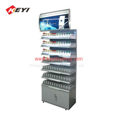 Smoke Shop Floor Standing Tobacco Display Rack Metal Cigarette Display Stand With Led Light