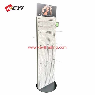 Upright Metal Plate Stand Retail Pegboard Display Shelf Hair Bundle Display Rack