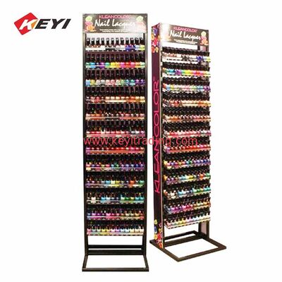 Cosmetics Retail Store Floor Metal Stand Nail Polish Display Rack