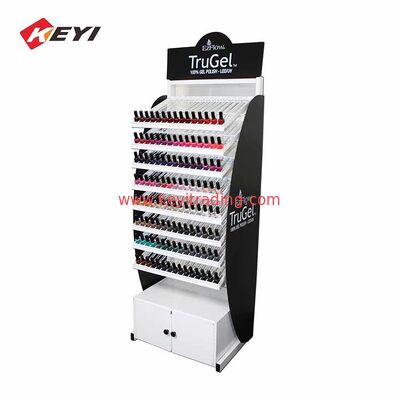 Custom Store makeup display rack Metal Nail Polish Shelf With Storage Drawer