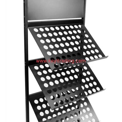 Custom Durable 5 Tier Metal Shelves Magazin Rack Magazine Display Dtand With Wheel