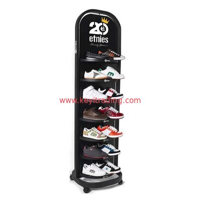 Made In China OEM Double Sided Slat Wall Retail Shoe Display Rack With 4 Wheel