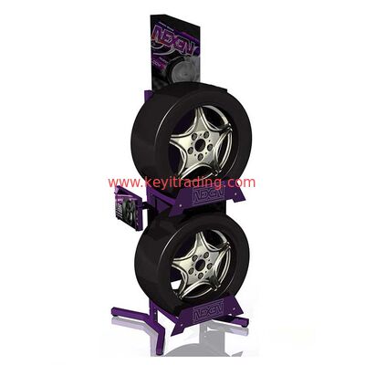 Wholesale Custom Floor Standing 2 way tyre rack Metal Tire Display Stand