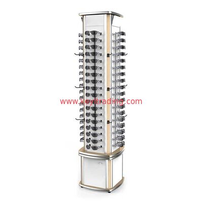 Customized Optical Shop Wooden Rotating 4 Sided Sunglasses Display Stand