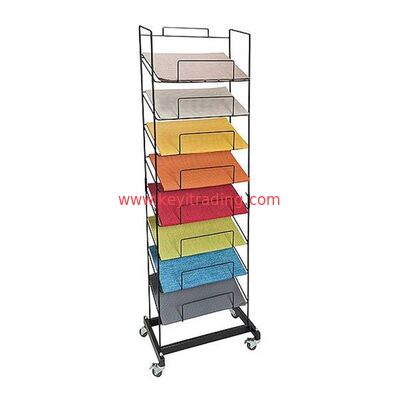 White Powder Coating Floor Standing Metal Placemat Display Rack