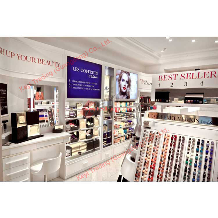 Luxury Custom Perfume Showcase Shelving Boutique Cosmetic Display Wall Cabinet with LED Lighting