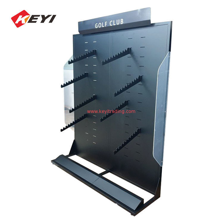matte black Metal slatwall Golf Club Display Rack - Adjustable shelf
